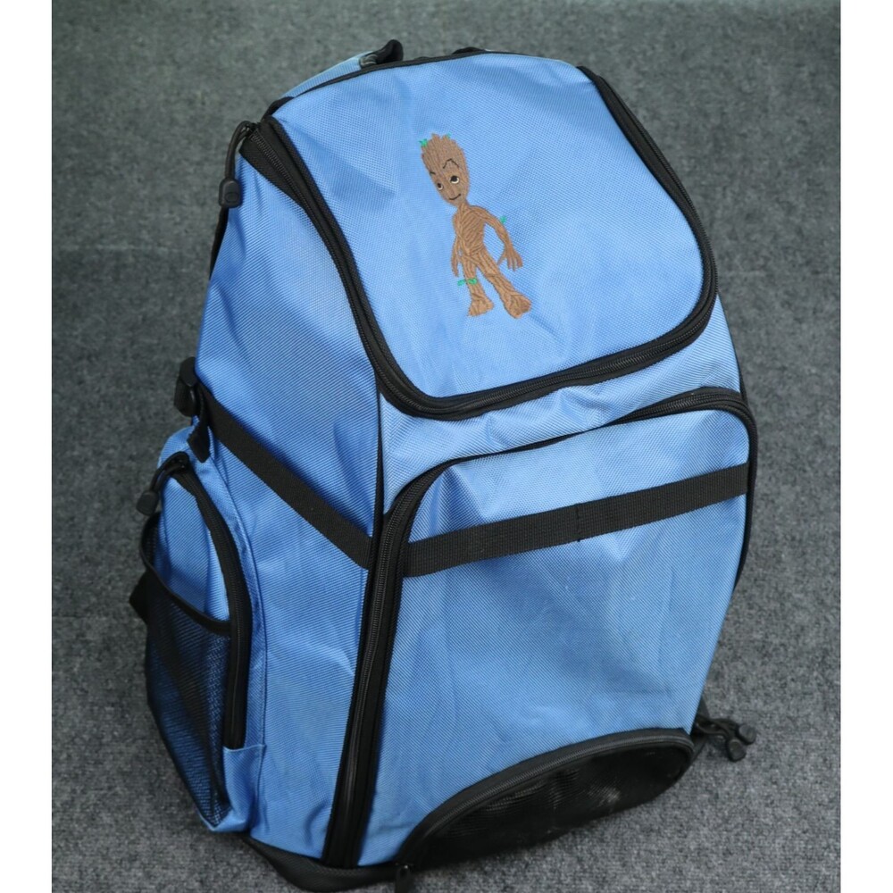 Custom Baby Groot Light Blue Backpack Embroidered Bag Guardians of the Galaxy